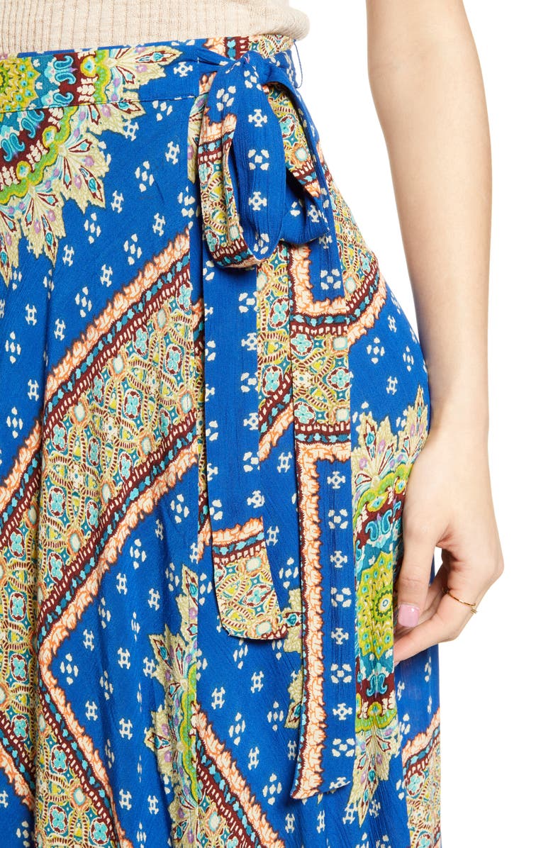 Band of Gypsies Foulard Print Wrap Skirt, Alternate, color, 