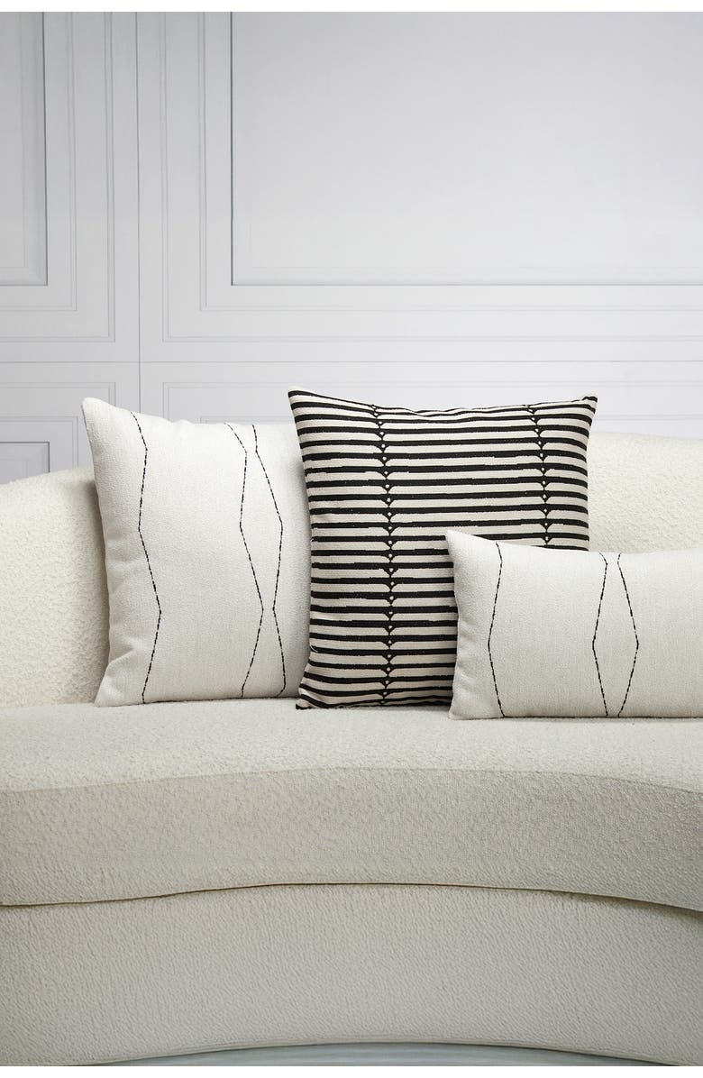 Elaine Smith Oblique Ebony Textured Indoor & Outdoor Woven Accent Pillow, Alternate, color, Ebony