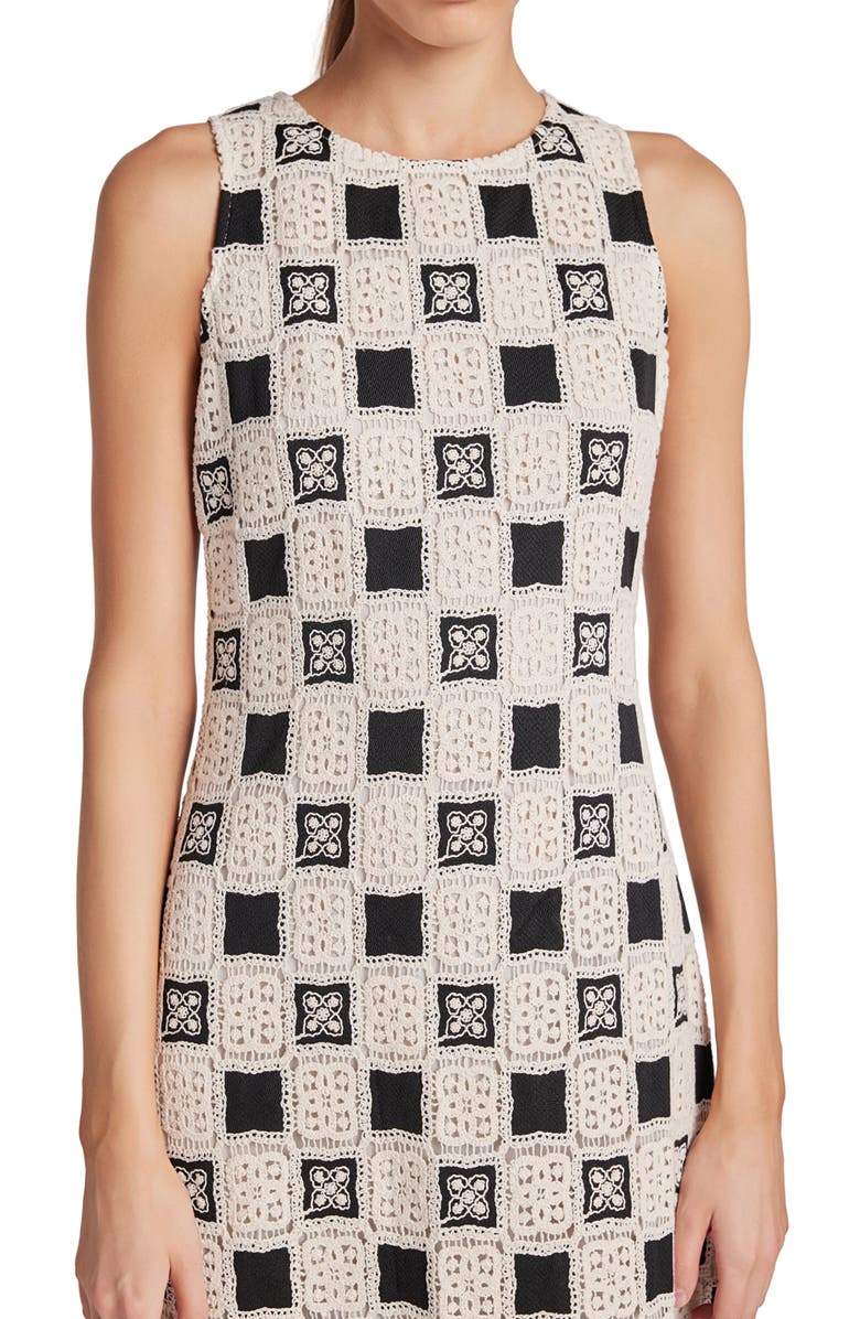 English Factory Crochet Patchwork Sleeveless Maxi Dress, Alternate, color, Ivory/Black