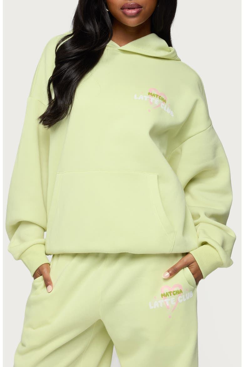 Matcha Lover Oversize Hoodie, Main, color, GREEN