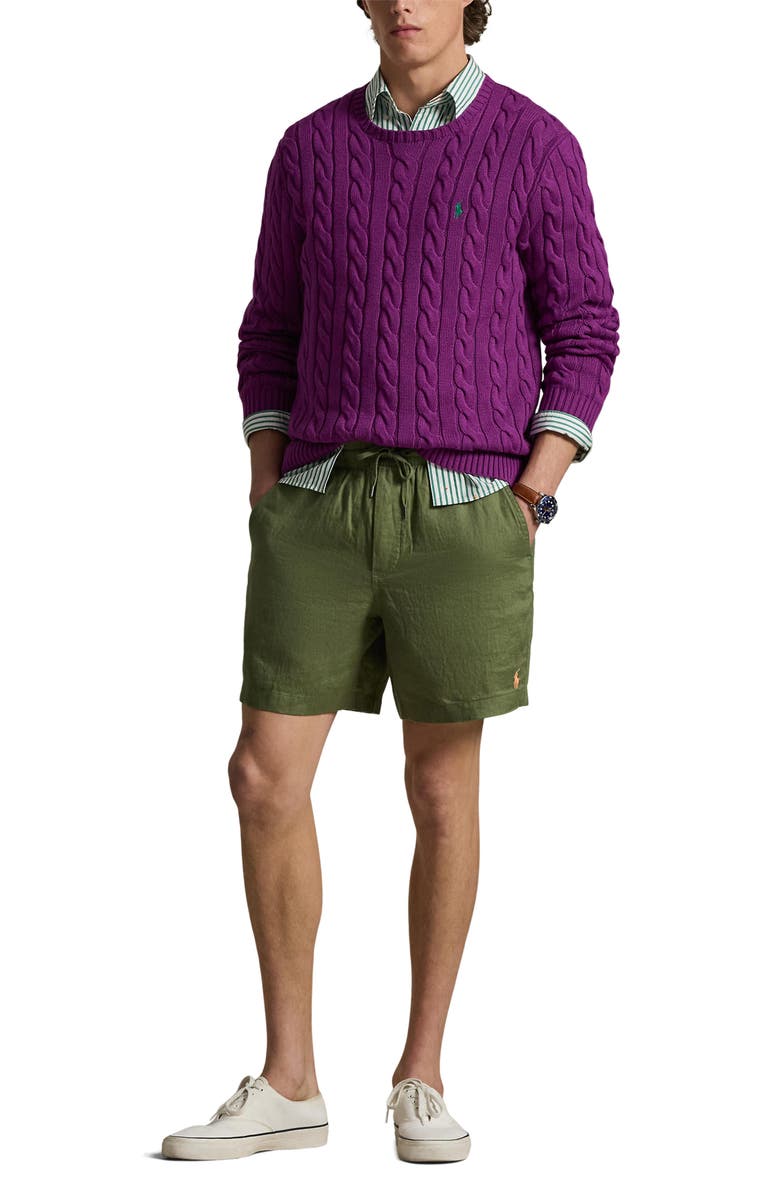 Polo Ralph Lauren Polo Prepster 6-Inch Drawstring Linen Shorts, Alternate, color, Garden Trail