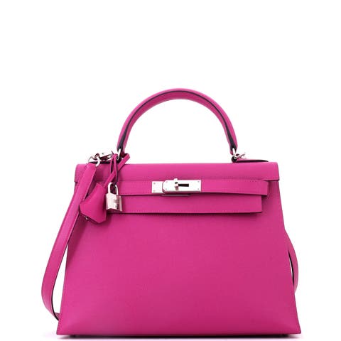 Kelly Handbag Pink Epsom with Palladium Hardware 28