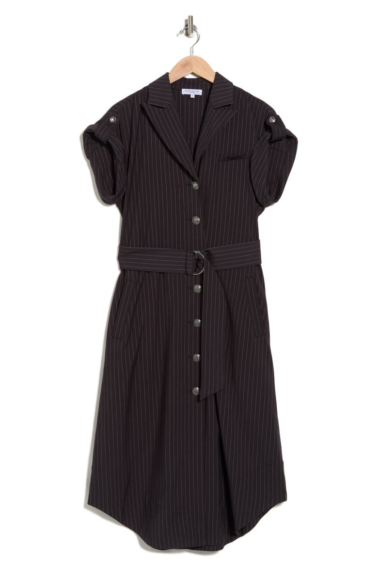 Haylie Pinstripe Shirtdress, Alternate, color, BLACK PINSTRIPE
