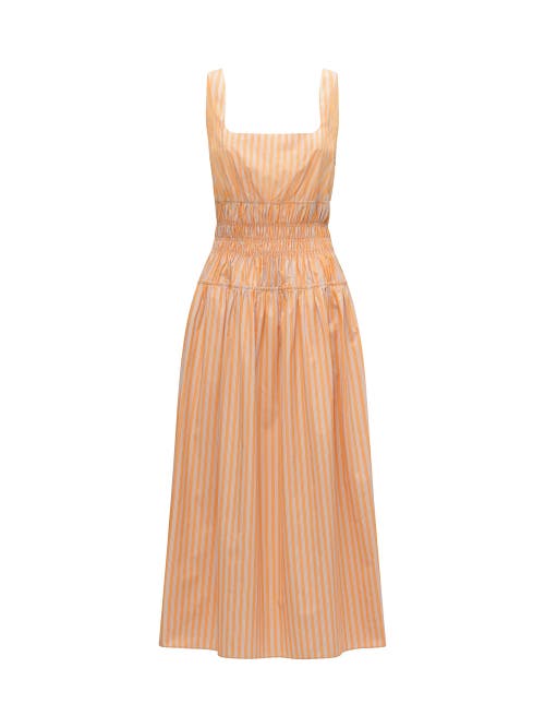 Callas Milano Belinda Square-neck Striped Cotton Midi Dress In Multi