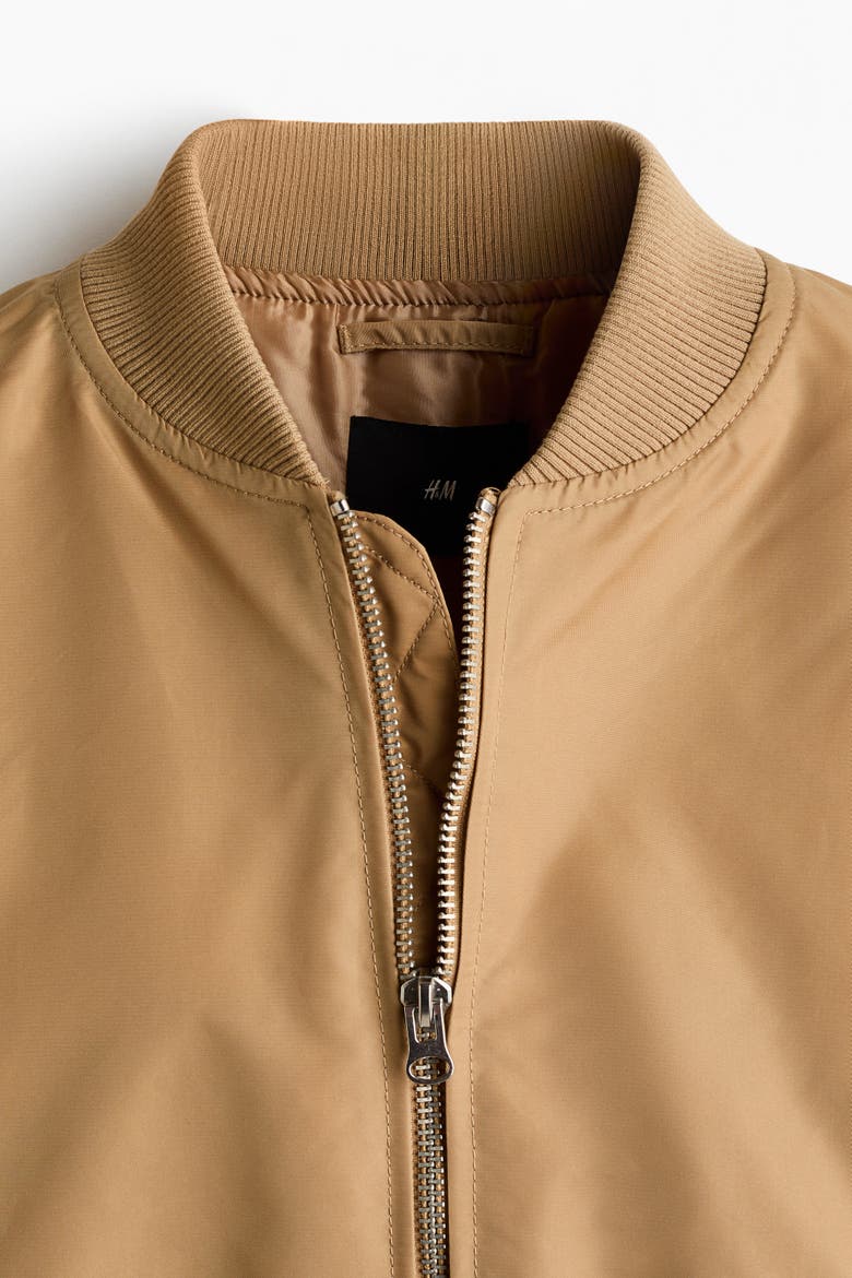 Padded Nylon Bomber Jacket, Alternate, color, Dusty beige