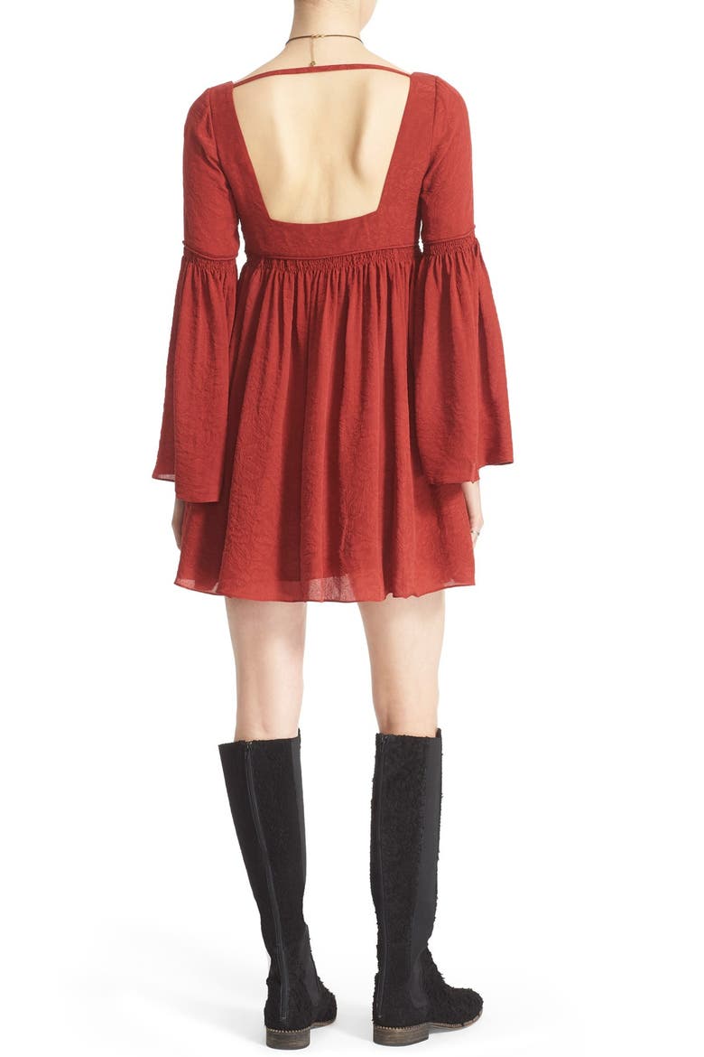 'Duchess' Silk Babydoll Dress, Alternate, color, DEEP RED