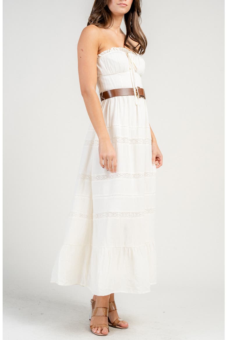 Strapless Long Crepe Dress, Alternate, color, IVORY