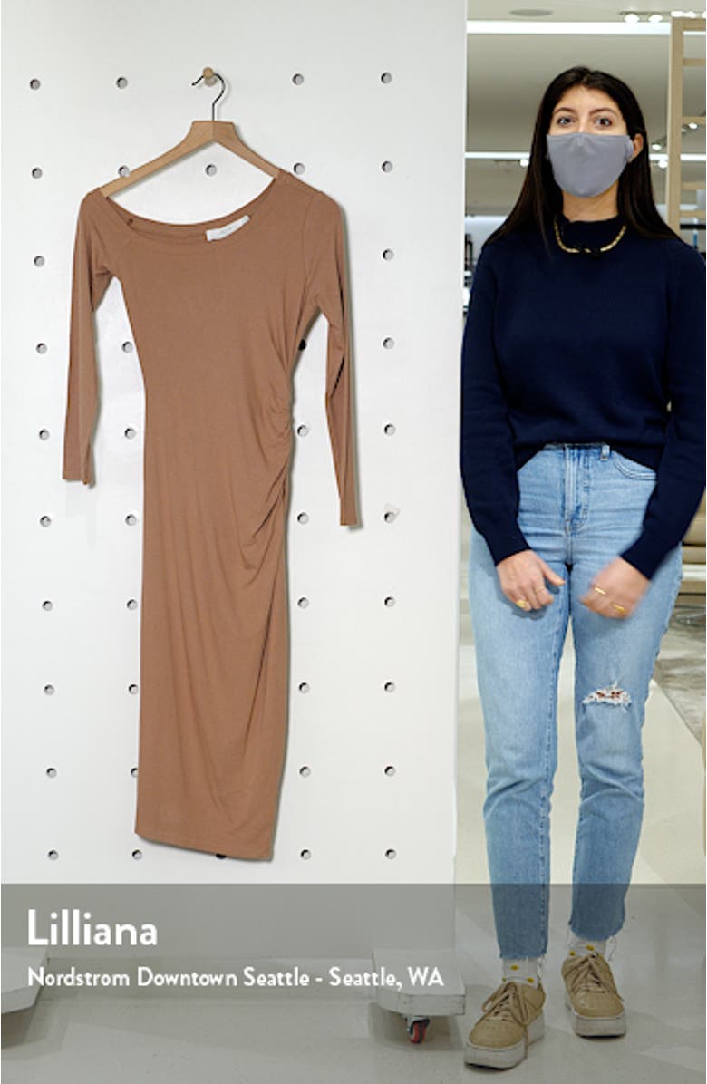 One-Shoulder Long Sleeve Midi Dress, sales video thumbnail