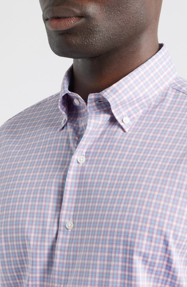 Peter Millar Felix Crown Lite Gingham Check Performance Twill Button-Down Shirt, Alternate, color, Chili Red