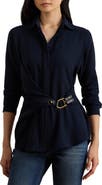 Lauren Ralph Lauren Buckle Trim Georgette Blouse