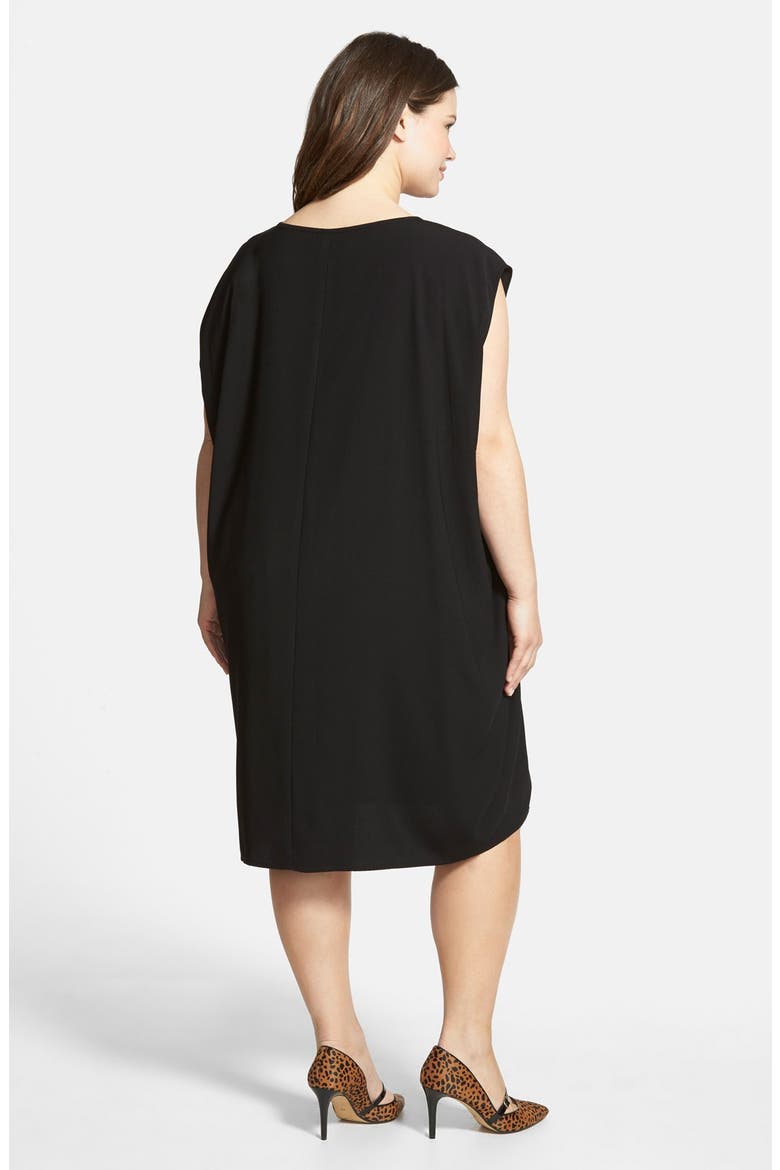 Belted Cap Sleeve Shift Dress, Alternate, color, BLACK