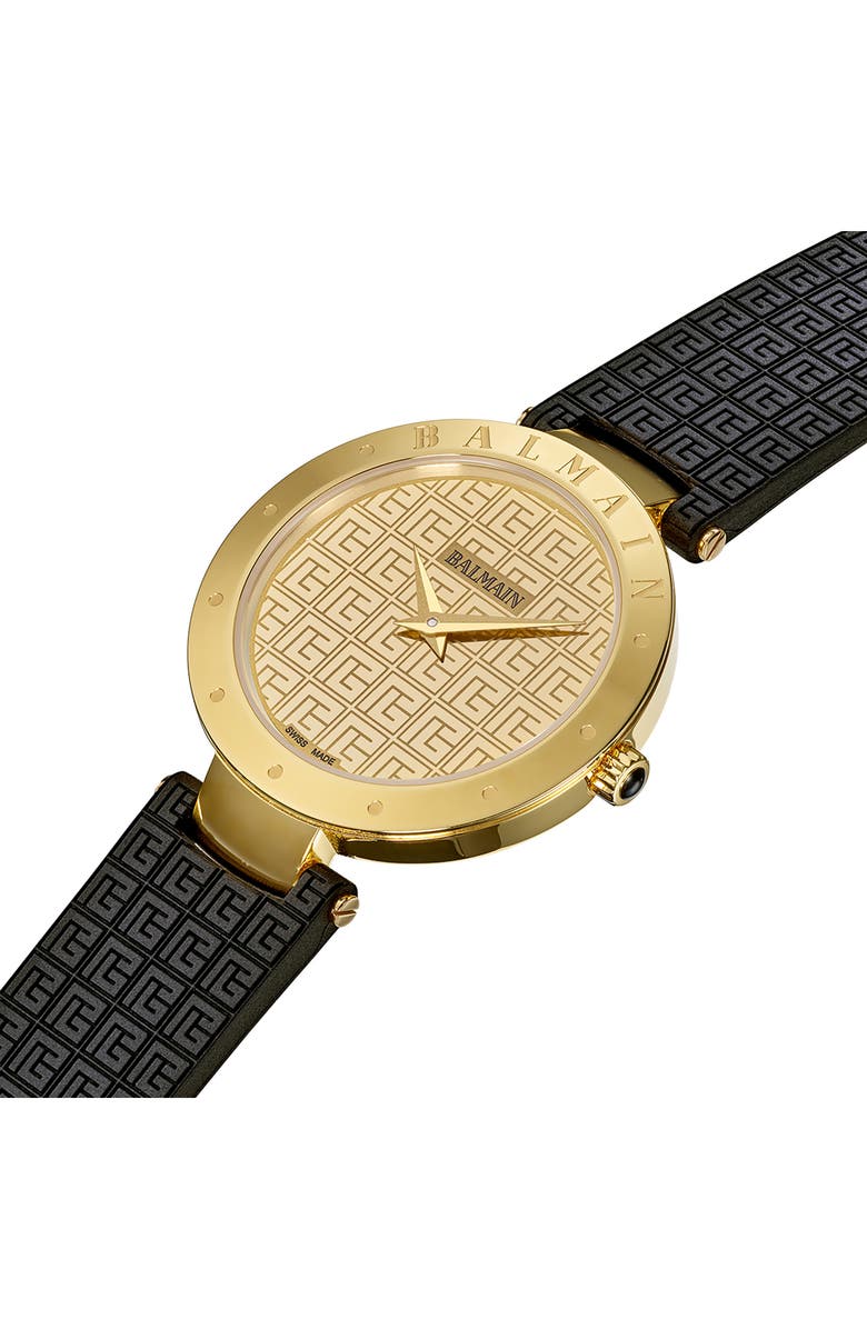 Balmain ia Rubber Strap Watch, 33mm, Alternate, color, Yellow Gold Pvd Coating