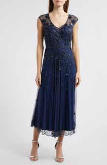 Pisarro Nights Beaded Sleeveless Chiffon Evening Dress