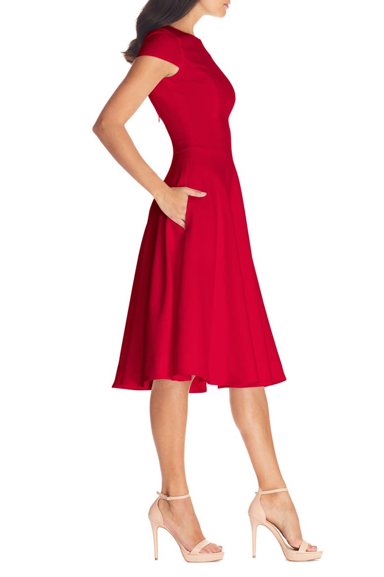 Livia Fit & Flare Dress, Alternate, color, GARNET