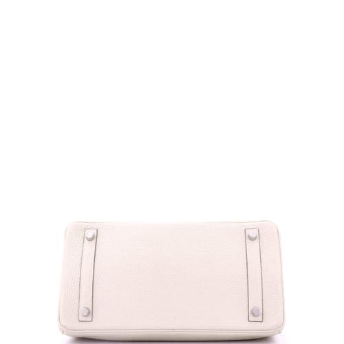 Pre-owned Hermes Hermes Birkin Handbag Light Clemence With Palladium Hardware 30 In White