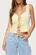 EDIKTED Fiore Eyelet Tie Front Tank
