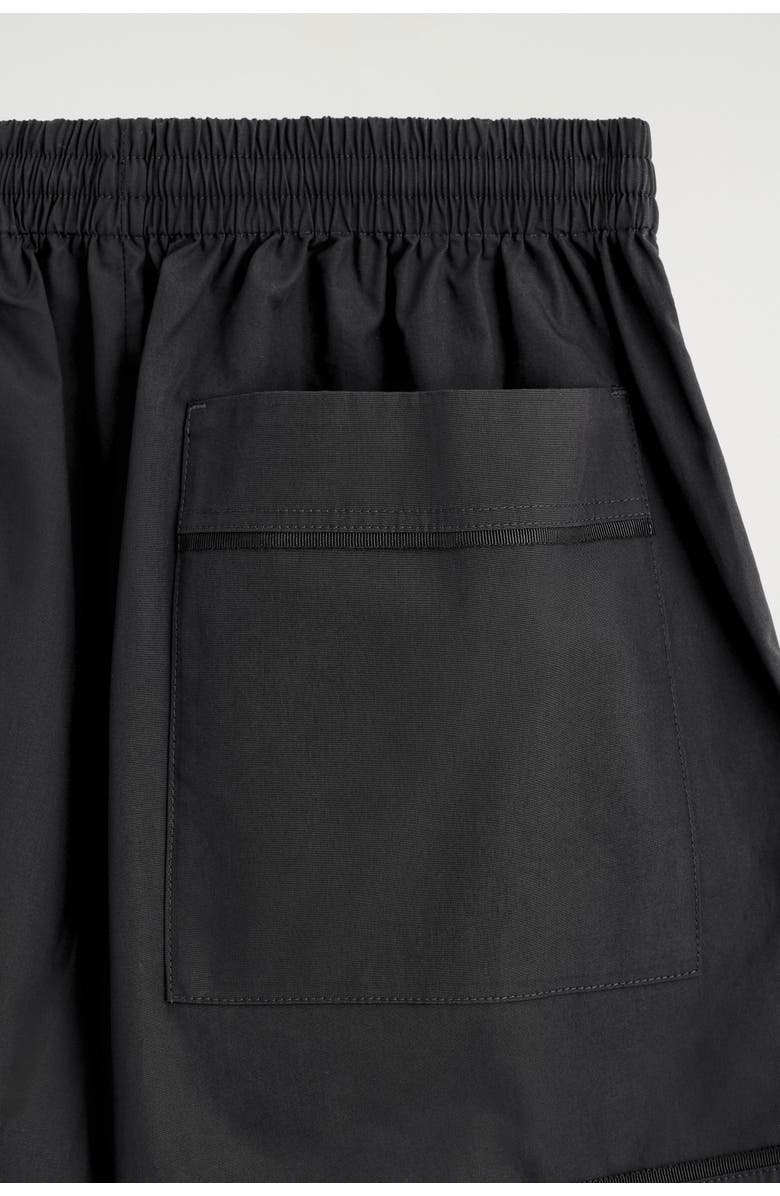 COS Elasticated Grosgrain-detail Cotton Shorts, Alternate, color, Black