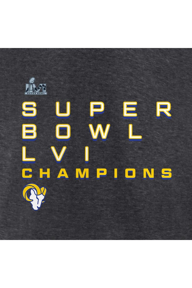Men's Fanatics Branded Heathered Charcoal Los Angeles Rams Super Bowl LVI Champions Roster Signature Long Sleeve T-Shirt, Alternate, color, Heather Charcoal