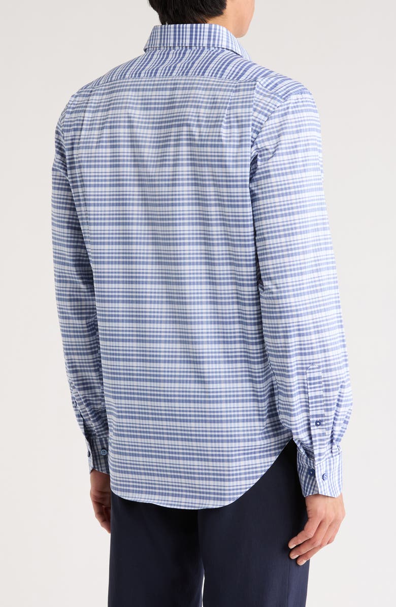 Lorenzo Uomo Trim Fit Plaid Cotton Blend Dress Shirt, Alternate, color, Navy