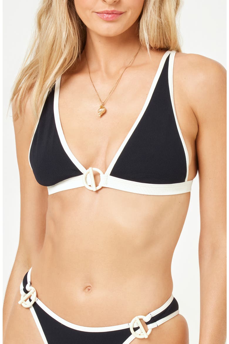 Caicos Bikini Top, Main, color, BLACK/ CREAM