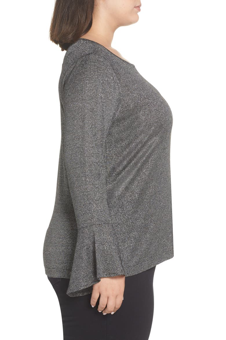 Bell Sleeve Top, Alternate, color, BLACK/ SILVER