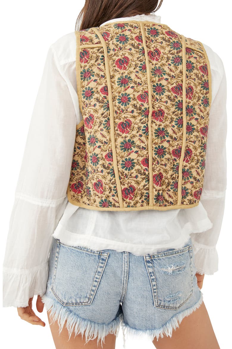 Kenzie Quilted Cotton Vest, Alternate, color, SAND COMBO