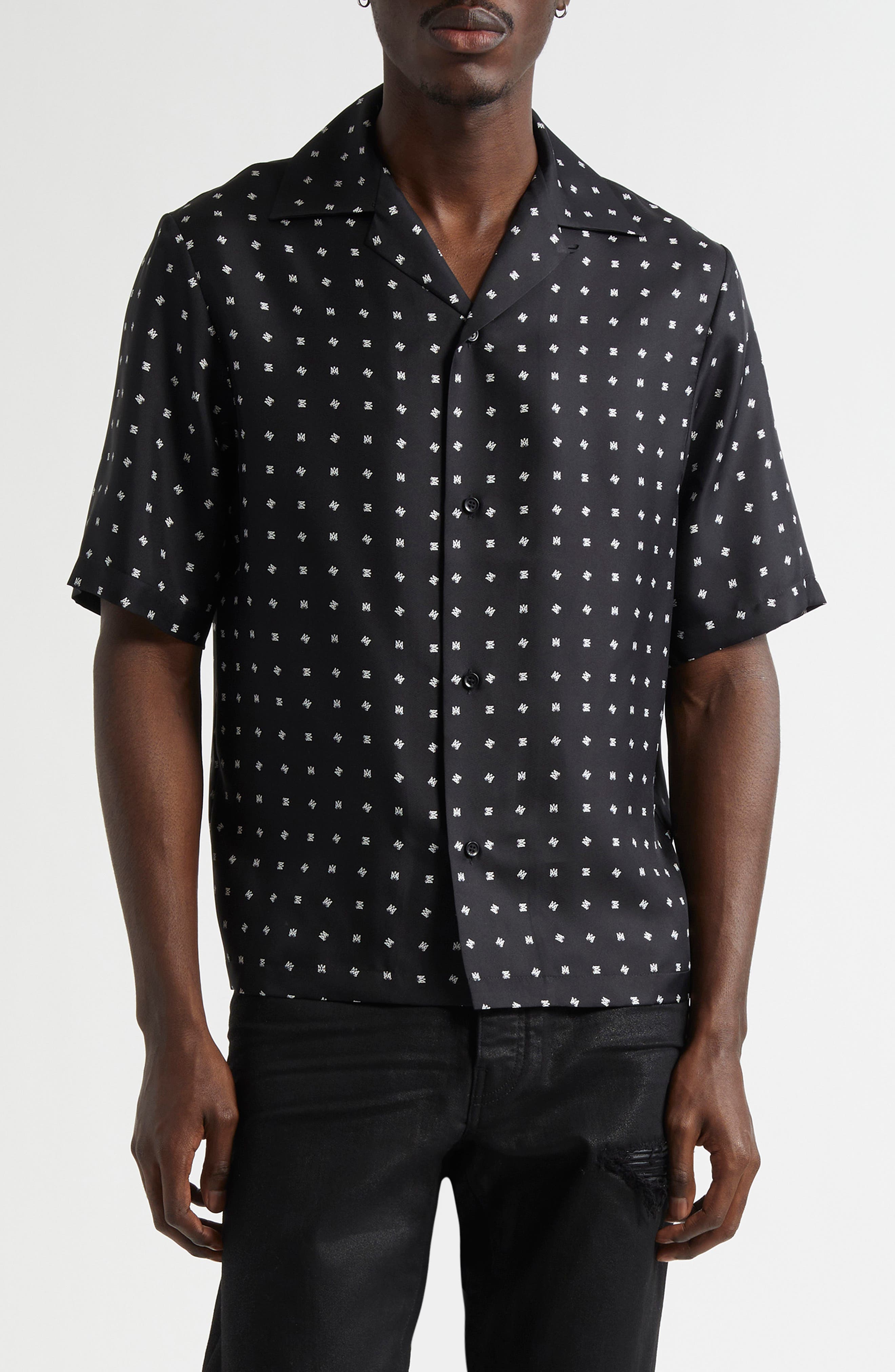 Mix & Match Monogram Logo Print Silk Camp Shirt