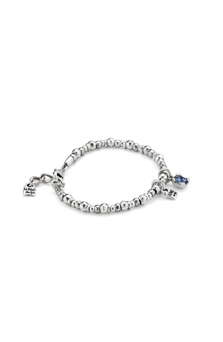 UNODE50 Sterling silver-plated bracelet with pearl and blue crystal, Main, color, Silver