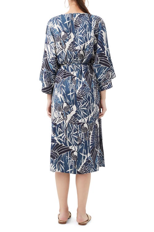 Trina Turk Topspin Printed Faux Wrap Dress In Blue