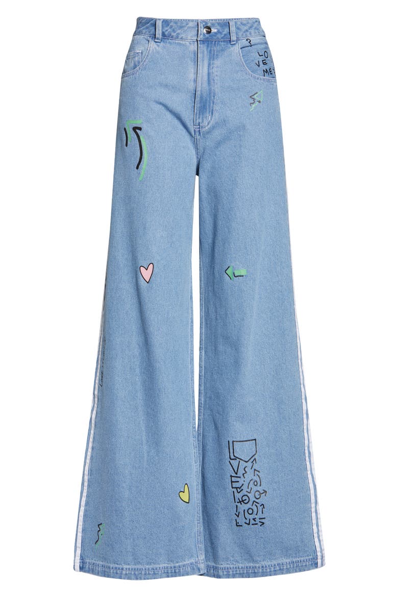 Denim Track Pants, Alternate, color, CLEAR SKY