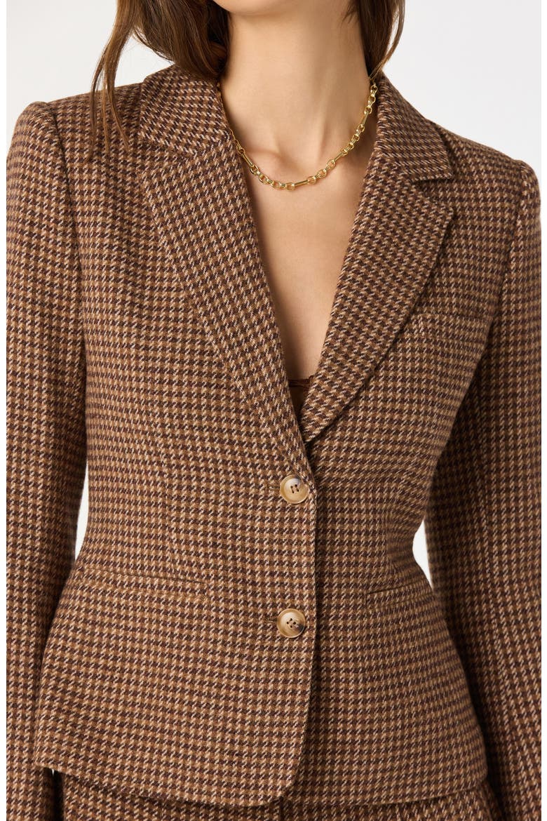 Houndstooth Fitted Blazer, Alternate, color, BROWN PLAID
