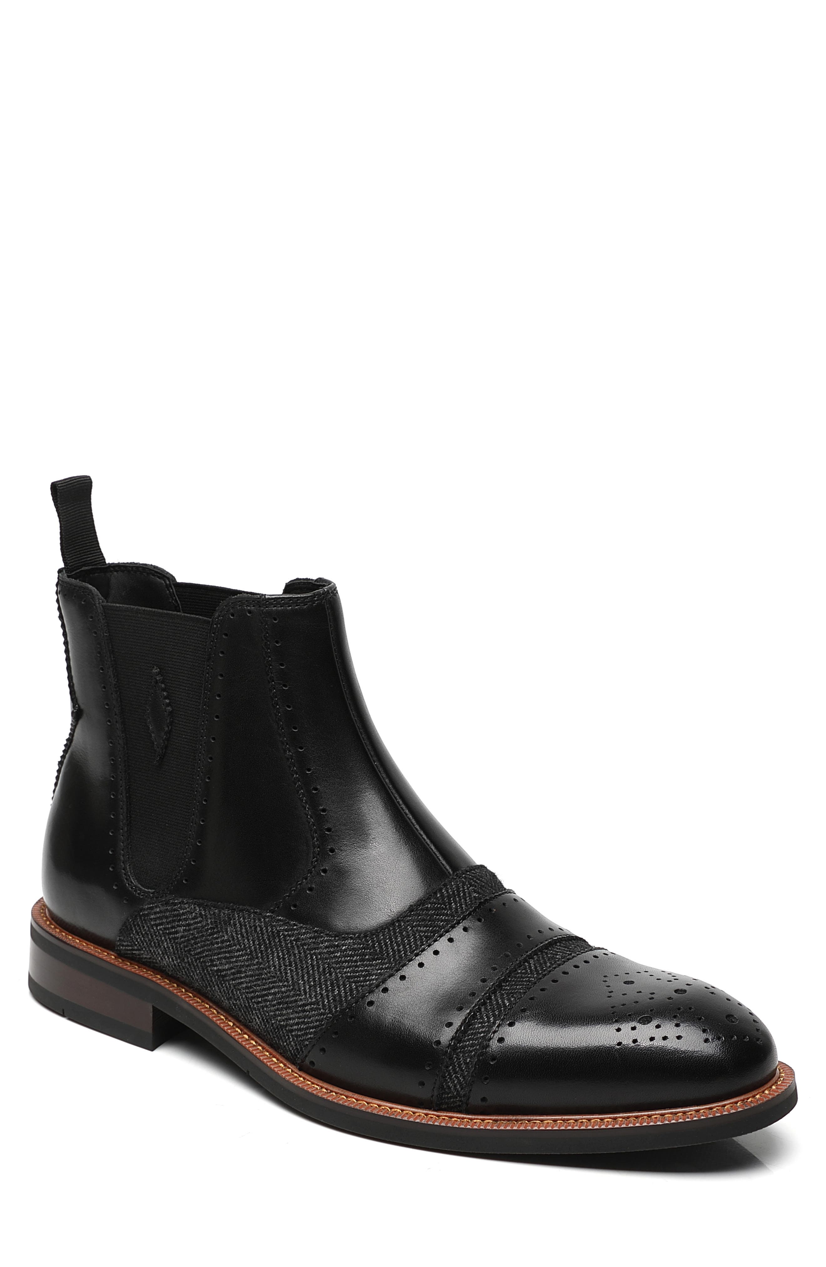 La Milano Louvier Cap Toe Chelsea Boot, Main, color, Black