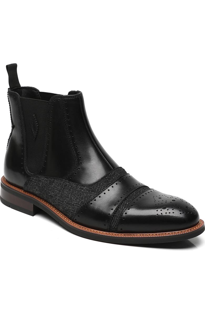 La Milano Louvier Cap Toe Chelsea Boot, Main, color, Black
