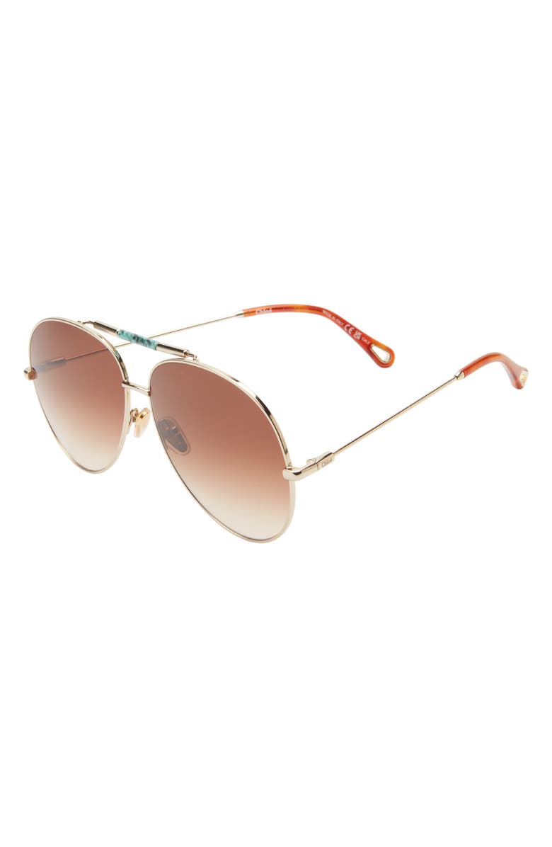 Chloé 62mm Aviator Sunglasses, Alternate, color, Gold Gold Multicolor