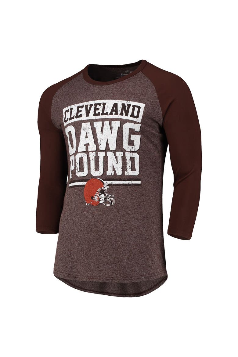 Men's Fanatics Branded Heathered Brown Cleveland Browns Pastime Raglan 3/4-Sleeve T-Shirt, Alternate, color, Brown