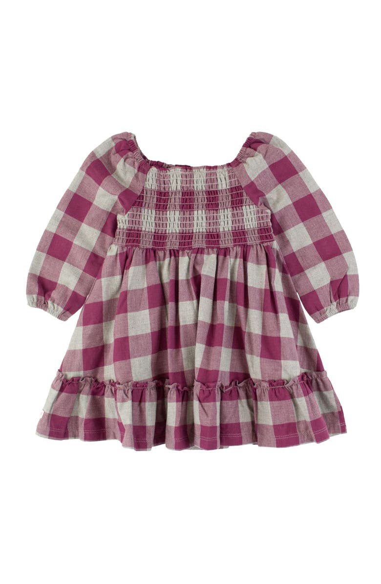 RuffleButts Girls Long Sleeve Smocked Ruffle Hem Dress, Alternate, color, 