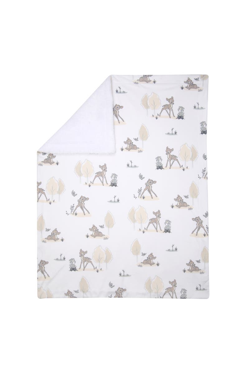Lambs & Ivy Disney Baby Bambi & Thumper Minky/Fleece Deer Baby Blanket, Alternate, color, White