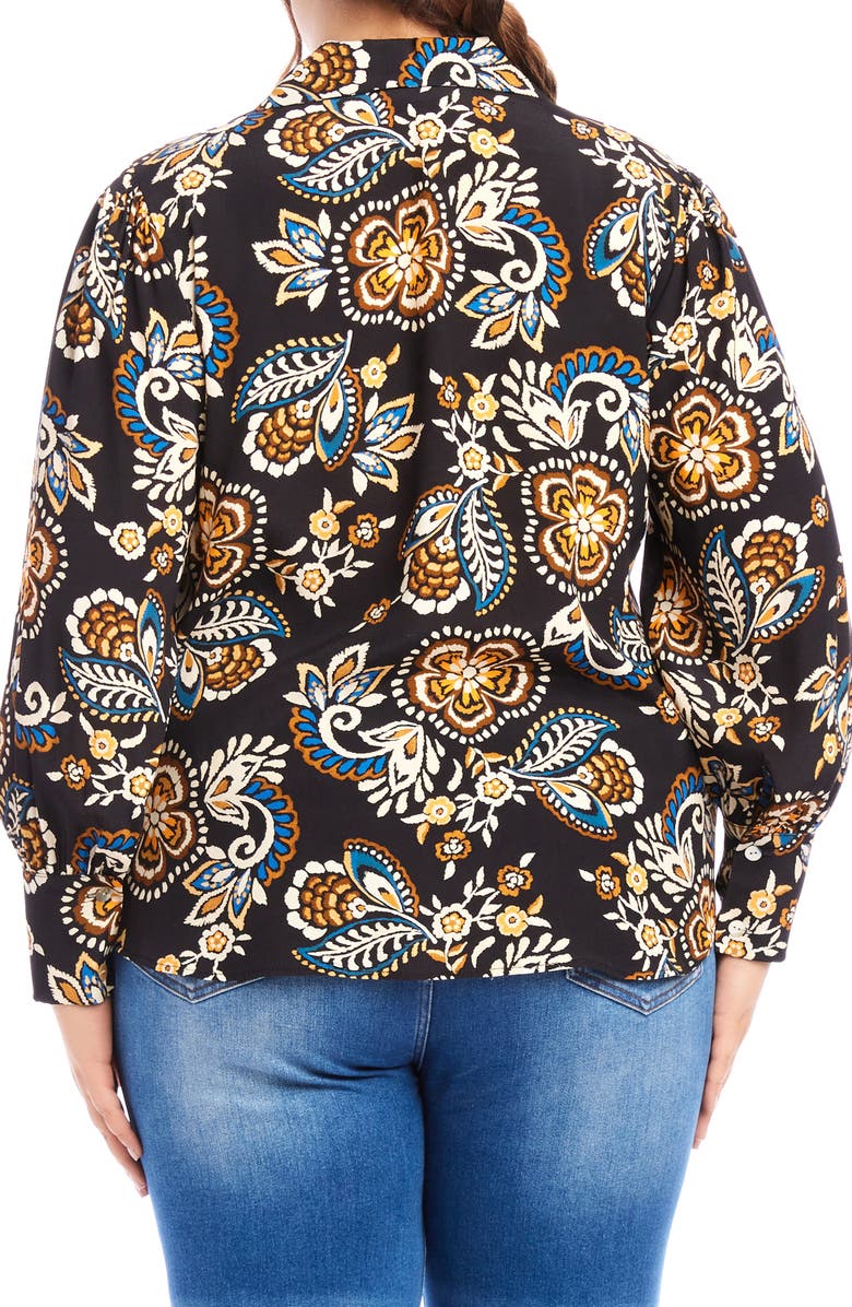 Karen Kane Floral Print Spread Collar Top, Alternate, color, 