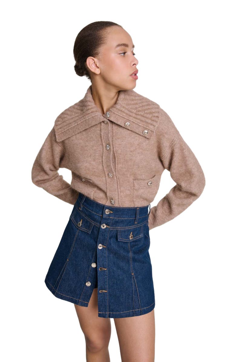 maje Denim skort, Alternate, color, 