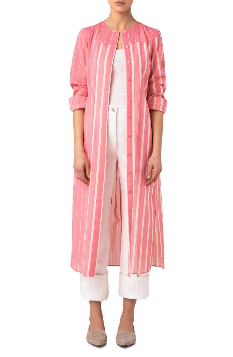 Akris Stripe Cotton Voile Long Sleeve Midi Shirtdress, Alternate, color, 
