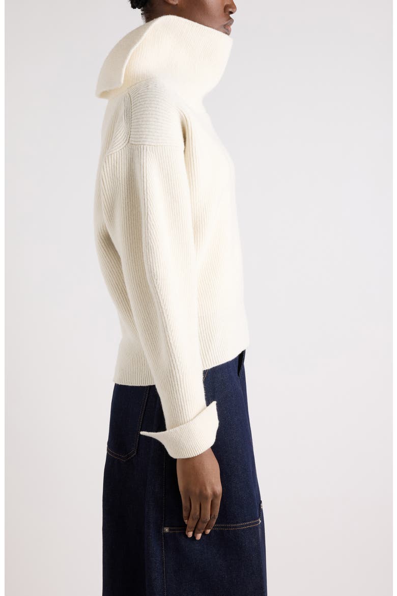 Slashed Wool & Cashmere Blend Turtleneck Sweater, Alternate, color, IVORY