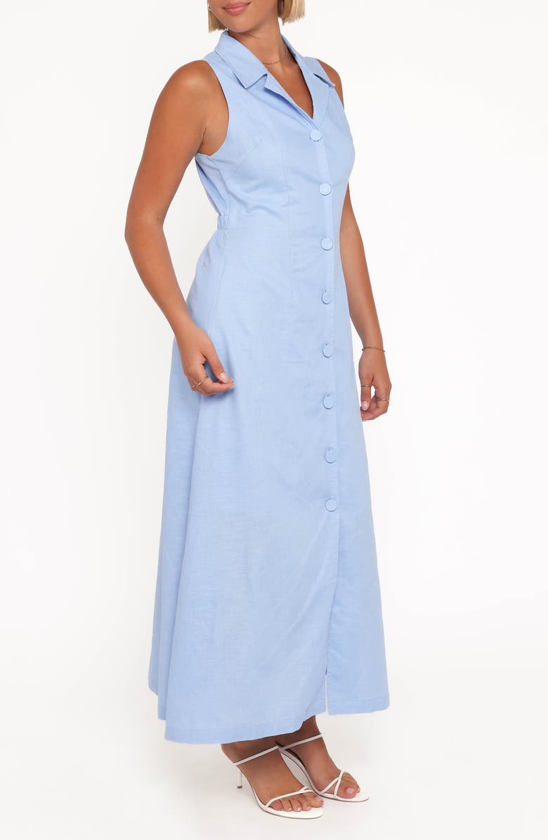 Petal & Pup Galia Sleeveless Cotton & Linen Maxi Shirtdress, Alternate, color, Blue