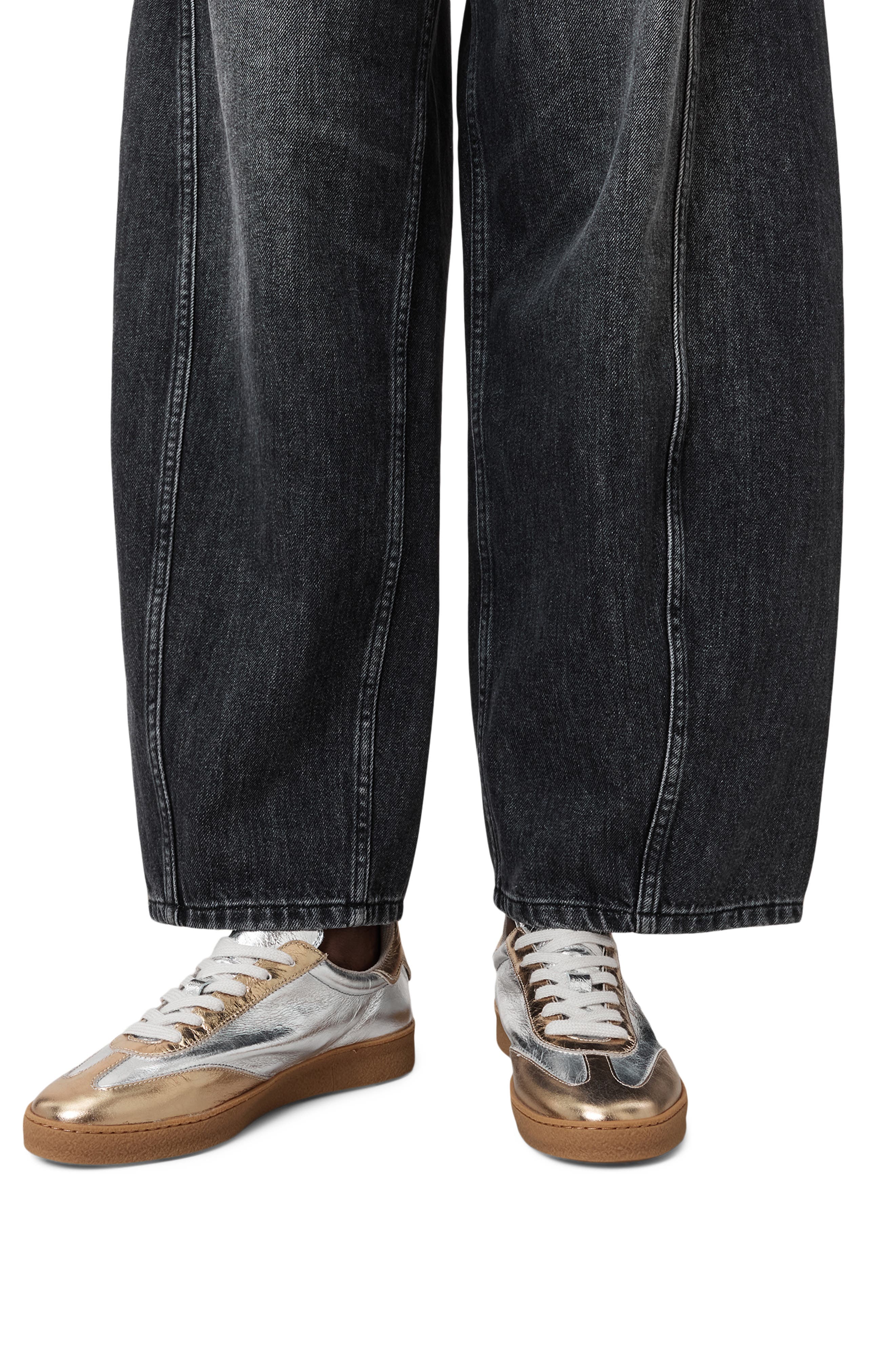 AllSaints Thelma Metallic Sneaker, Alternate, color, Silver/ Gold