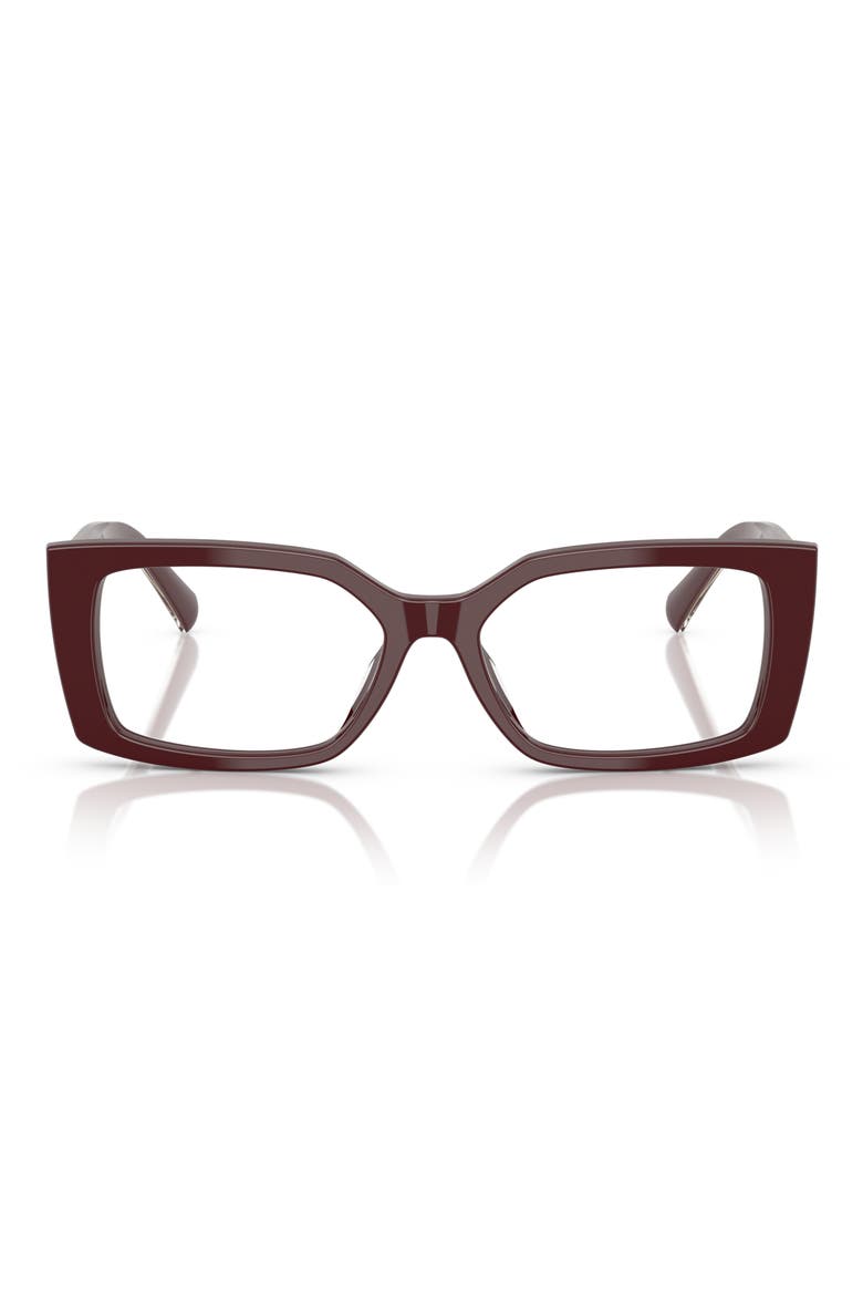 52mm Rectangular Optical Glasses, Main, color, BURGUNDY/ DEMO LENS
