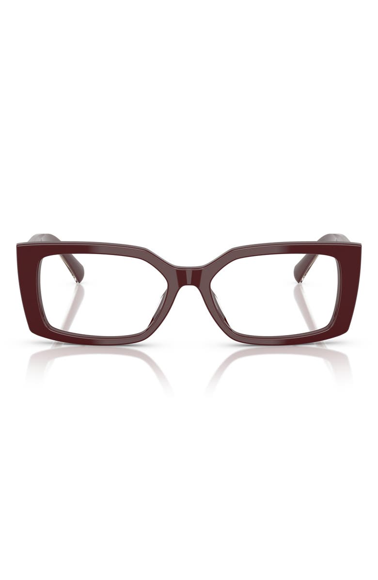 Tiffany & Co. 52mm Rectangular Optical Glasses, Main, color, Burgundy/ Demo Lens