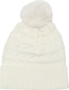 Nanette Lepore Chunky Knit Faux Fur Pom Beanie