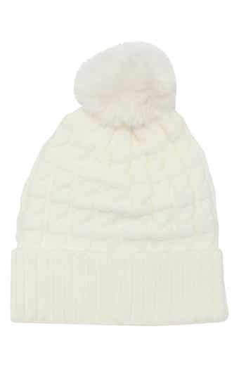 Chunky Knit Faux Fur Pom Beanie
