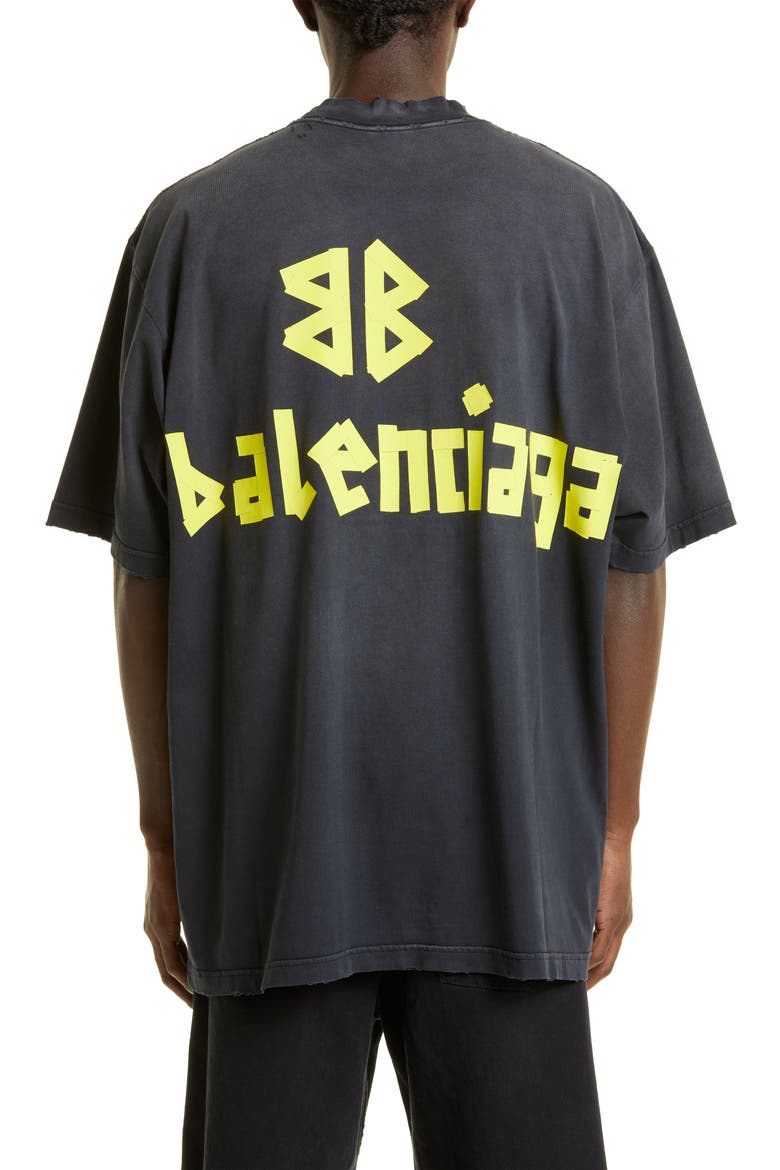Tape Logo Cotton Graphic T-Shirt, Alternate, color, WASHED BLACK