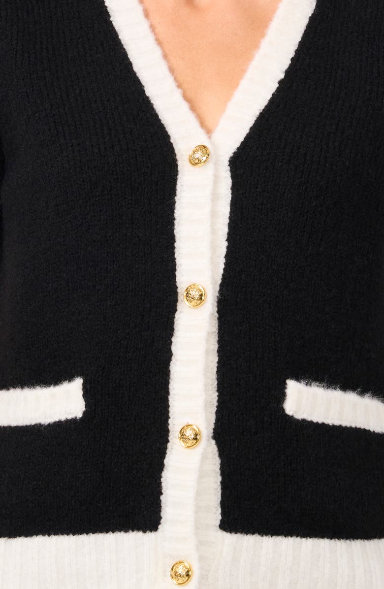 CeCe Contrast Trim Short Sleeve Cardigan, Alternate, color, 