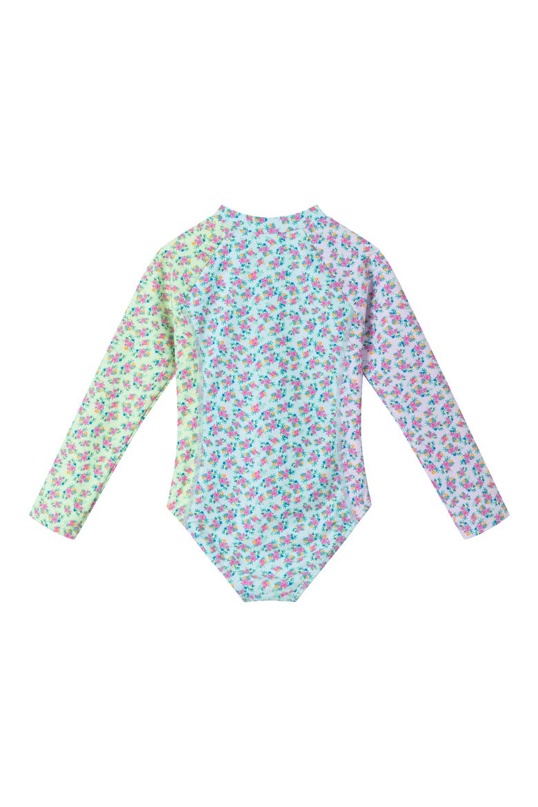 Kids' Floral Long Sleeve One-Piece Rashguard Swimsuit & Scrunchie Set, Alternate, color, FLORAL
